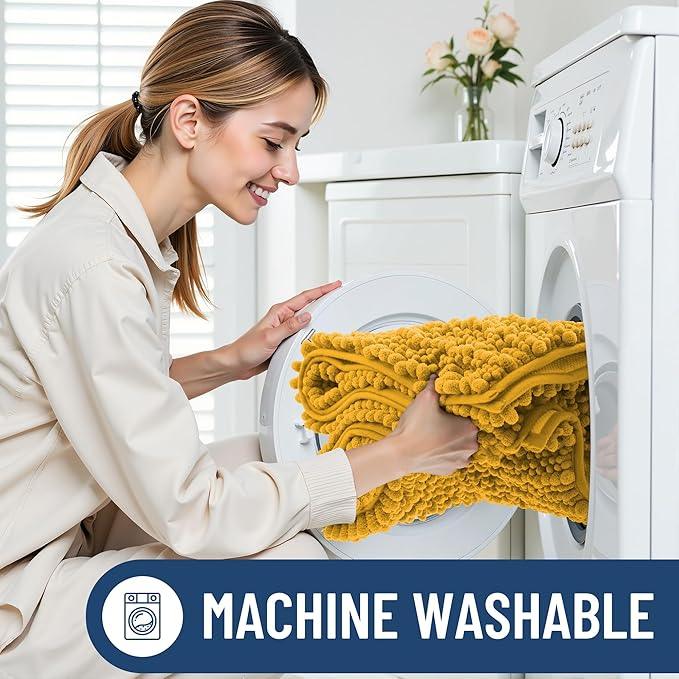 Smiry Bathroom Rugs Mat 30x20, Extra Soft Absorbent Chenille Bath Rugs, Non Slip Rubber Backing Machine Washable Quick Dry Bath Mats for Bathroom Floor, Tub, Shower, Home Accessories, Golden Yellow - ModernBath