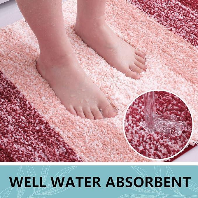 Arotive Microfiber Bathroom Rugs, Shaggy Soft and Absorbent Bath Rug, Non-Slip, Thick Plush Machine Washable Dry Bath Mats for Bathroom, Tub and Shower, 30x17, Burgundy, Rectangular - ModernBath
