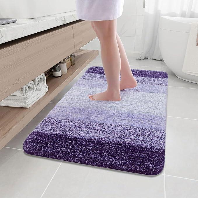 Arotive Microfiber Bathroom Rugs, Shaggy Soft and Absorbent Bath Rug, Non-Slip, Thick Plush Machine Washable Dry Bath Mats for Bathroom, Tub and Shower, 44x32, Dark Purple, Rectangular - ModernBath