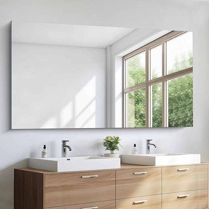 KOCUUY Large Frameless Mirror, 60x30 Inch Rectangle Bathroom Vanity Mirror for Over Sink, Upgraded Shatterproof Unframed Design for Bedroom, Living Room, Entryway - ModernBath
