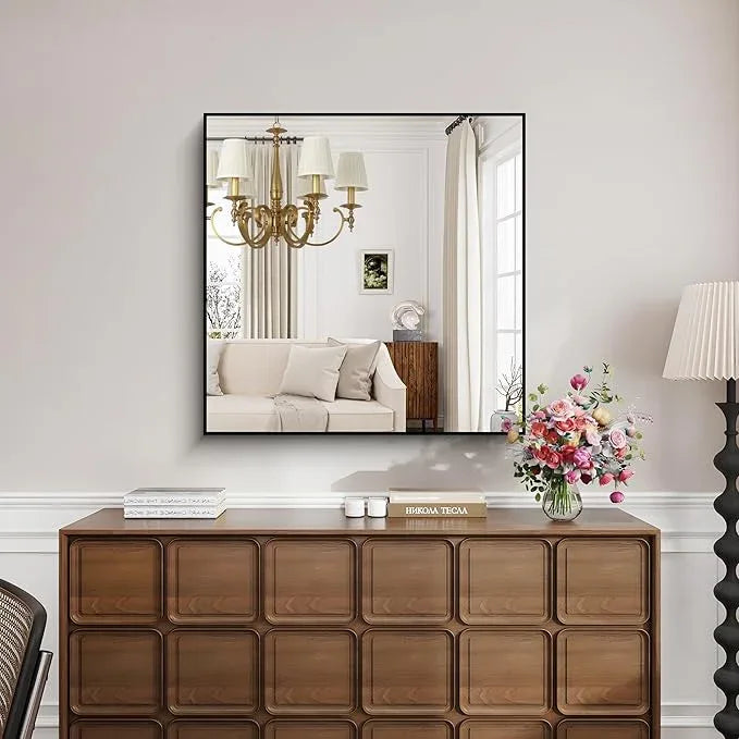 KOCUUY Black Bathroom Mirror, 36x36 Inch Square Mirror for Over Sink, Modern Decorative Wall Mirror for Bedroom Living Room Bathroom, Hang Horizontal/Vertical - ModernBath
