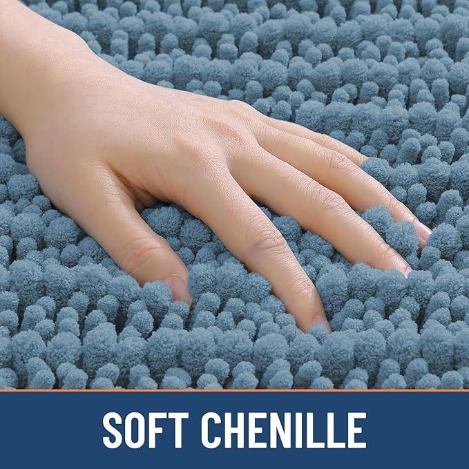 Smiry Bathroom Rugs Mat 40x32, Extra Soft Absorbent Chenille Bath Rugs, Non Slip Rubber Backing Machine Washable Quick Dry Bath Mats for Bathroom Floor, Tub, Shower, Home Accessories, Grayish Blue - ModernBath