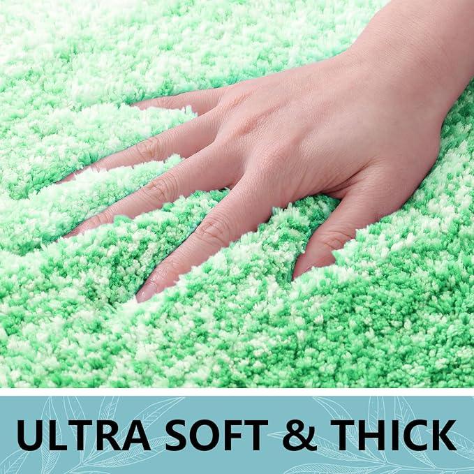 Arotive Microfiber Bathroom Rugs, Shaggy Soft and Absorbent Bath Rug, Non-Slip, Thick Plush Machine Washable Dry Bath Mats for Bathroom, Tub and Shower, 44x24, Green, Rectangular - ModernBath