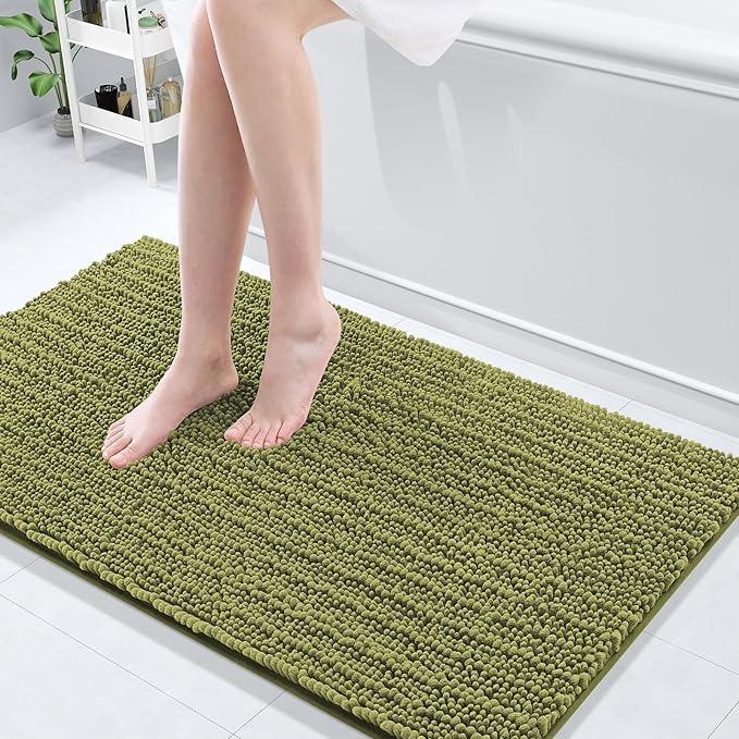 Arotive Luxury Chenille Bathroom Rug Mat, Extra Soft Thick Absorbent Shaggy Bath Rugs, Non-Slip Machine Wash Dry, Plush Bath Mats for Bathroom, Shower and Tub, 47x24, Willow Green - ModernBath