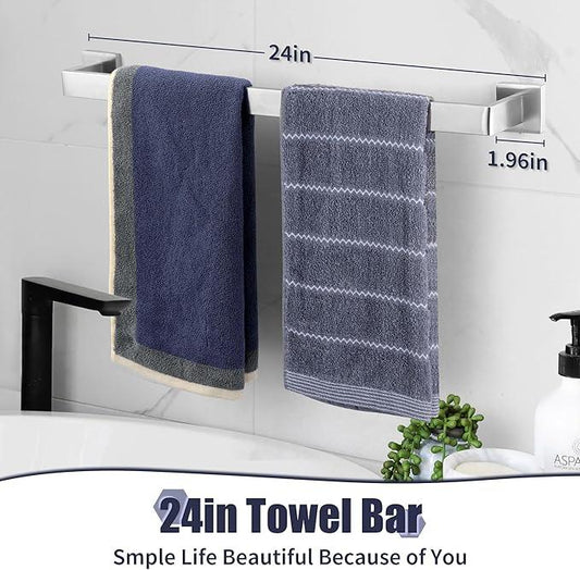 10-Pieces Brushed Nickel Bathroom Accessories Set, Stainless Steel Bathroom Hardware Set, Towel Racks for Bathroom Wall Mounted 24 Inch Bath Towel Bar Set. - ModernBath