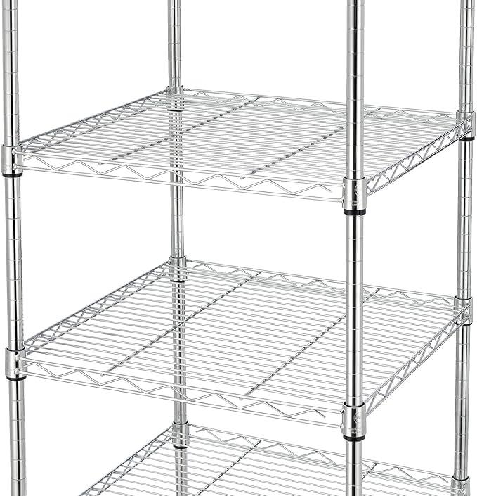 Finnhomy Heavy Duty 5 Tier Wire Shelving Unit, 18x18x59-inches 5 Shelves Storage Rack, Metal Shelving with Thicken Steel Tube, NSF Certified, Chrome - ModernBath