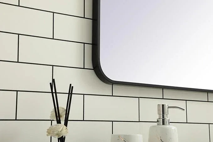 ARS Concepts Aura, Soft Corner Metal Rectangular Mirror 36X36 Inch in, Modern, Black - ModernBath