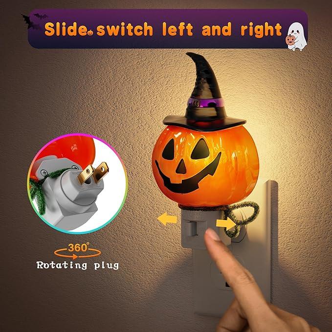 JandCase Halloween Night Light, 3000K Night Lights Plug into Wall,Cute & Funny Pumpkin Night Light for Kids,Plug in Pumpkin Nightlight with 360° Rotatable for Halloween Party Decor,1 Pack - ModernBath