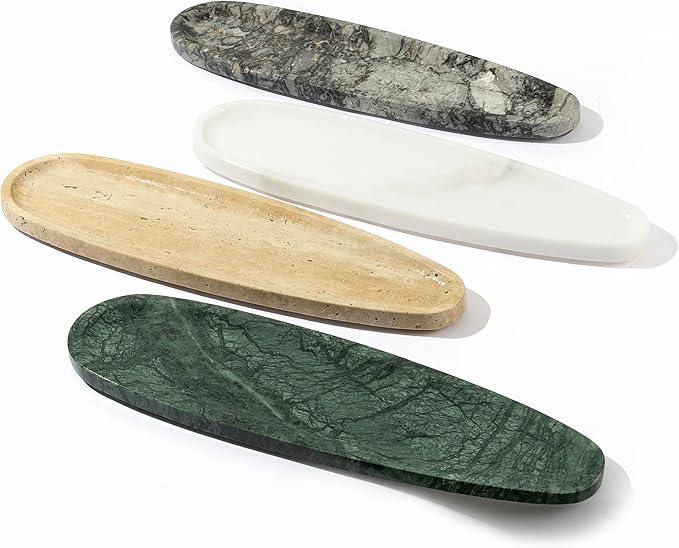 PracFit Natural Marble Tray – Real Stone for Bathroom, Vanity, Counter, and Home Decor. Perfect for Jewelry, Candles, and Cosmetics. Durable, Elegant, and Unique Made of Real Stone（White） - ModernBath