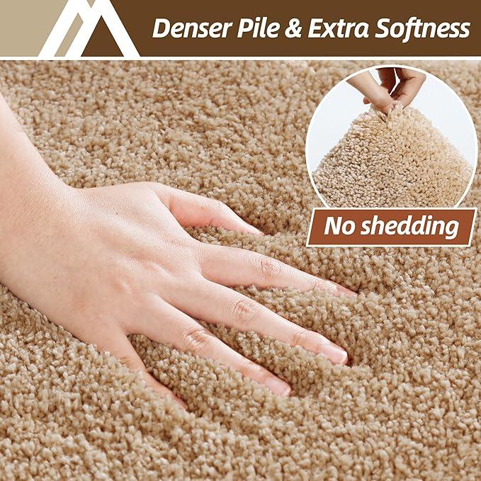 COSY HOMEER Bath Rugs for Bathroom Extra Thick - Anti-Slip Bath Mats Soft Plush Yarn Shaggy 100% Strong Mirco Polyeste Mat Living Room Bedroom Mat Floor Water Absorbent(Beige,24x48 - Inches) - ModernBath