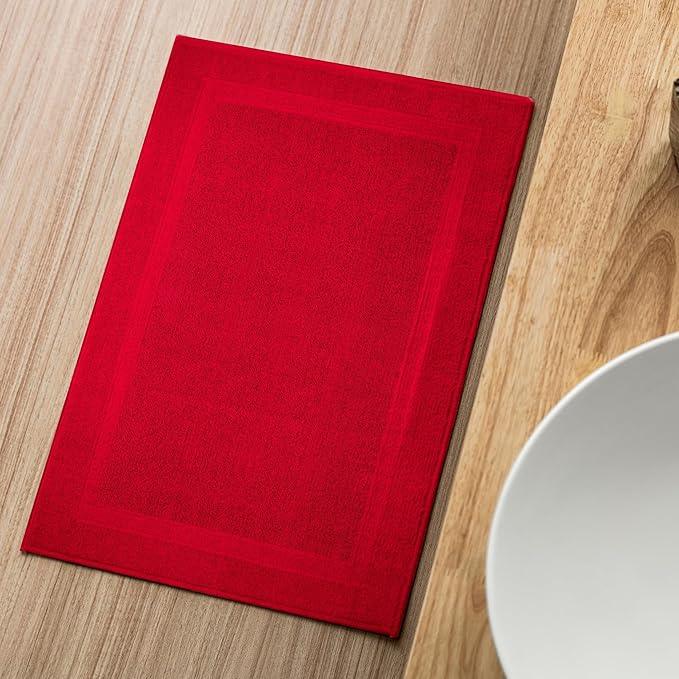 Infinitee Xclusives Premium Cotton Bath Mats for Bathroom – Pack of 2 | 34x22 Inches | Ultra Soft, Super Absorbent, Non-Slip, Machine Washable Mats (Burgundy) [Not a Rug] - ModernBath