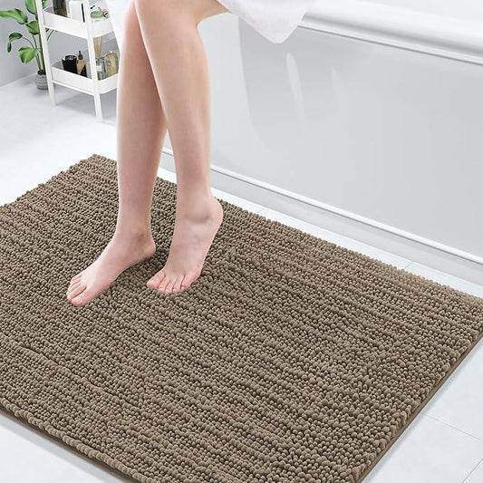Arotive Luxury Chenille Bathroom Rug Mat, Extra Soft Thick Absorbent Shaggy Bath Rugs, Non-Slip Machine Wash Dry, Plush Bath Mats for Bathroom, Shower and Tub, 47x32, Camel - ModernBath