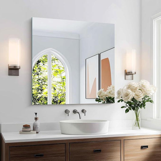 KOCUUY Frameless Mirror, 30"x30" Square Rectangle Bathroom Mirror for Over Sink, Upgraded Shatterproof Unframed Design for Bedroom, Living Room, Entryway - ModernBath