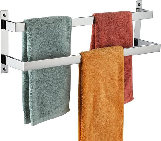 KOKOSIRI Towel Bars Bath Towel Holders 24 Inches Chrome Bathroom 2-Tiers Ladder Towel Rails Wall Mounted Towels Shelves Rack Polished Stainless Steel, B5008CH-L24 - ModernBath