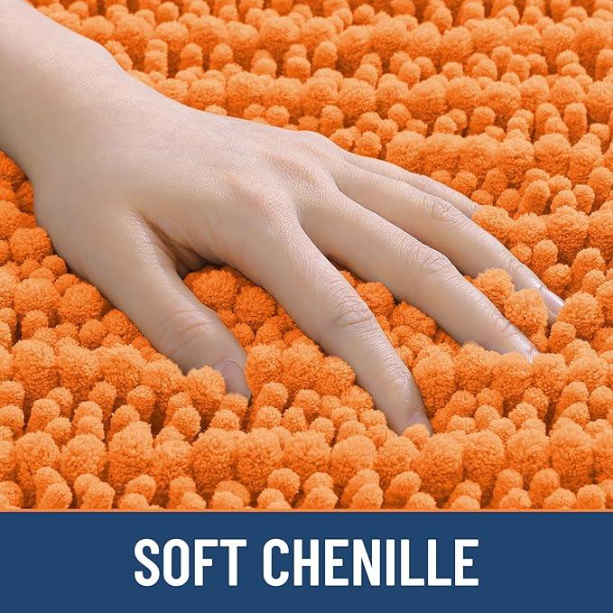 Smiry Bathroom Rugs Mat 30x20, Extra Soft Absorbent Chenille Bath Rugs, Non Slip Rubber Backing Machine Washable Quick Dry Bath Mats for Bathroom Floor, Tub, Shower, Home Decor Accessories, Orange - ModernBath
