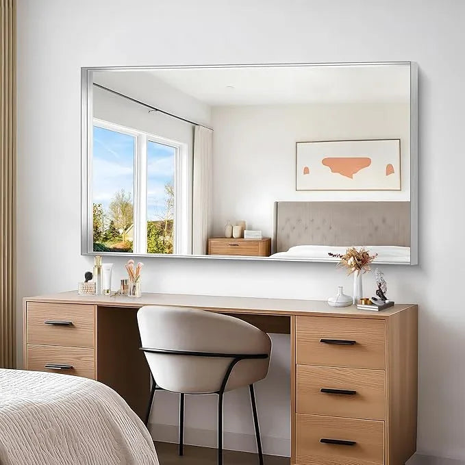 NIMURY Silver Bathroom Mirror, 36x60 Inch Rectangular Deep Frame Mirror, Large Wall Mounted Bathroom Vanity Mirror Over Sink for Bedroom,Restroom, Living Room, Hangs Vertically or Horizontally - ModernBath