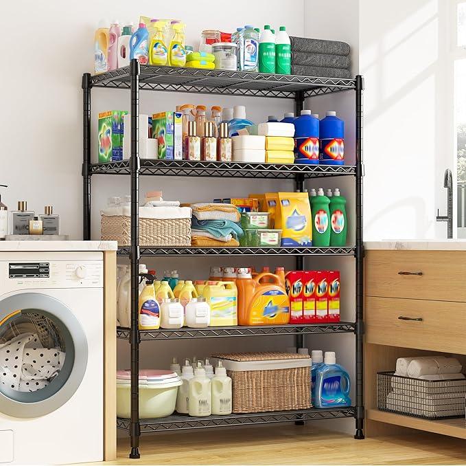 REIBII 5-Tier Wire Shelving Rack Storage Shelves Metal Shelves,1020 LBS Adjustable Heavy Duty Metal Shelving Units and Storage for Garage Pantry Bathroom 29" W X 14" D X 63" H - ModernBath