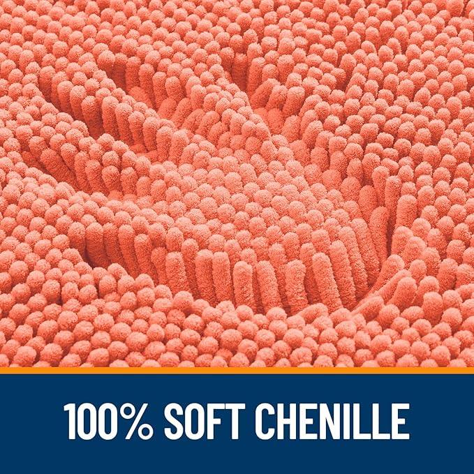 OLANLY Bathroom Rugs 47x17, Extra Soft Absorbent Chenille Bath Rugs, Rubber Backing Quick Dry, Machine Washable Bath Mats for Bathroom Floor, Tub and Shower, Home Decor Accessories, Coral - ModernBath