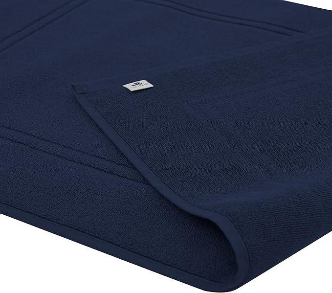 Tens Towels Pack of 2 Bath Mats 100% Cotton, 20 x 32 Inches, Super Absorbent, Hotel Quality Premium Floor Towels, Luxurious, Soft & Quick Dry, Not a Bathroom Rug, Navy - ModernBath