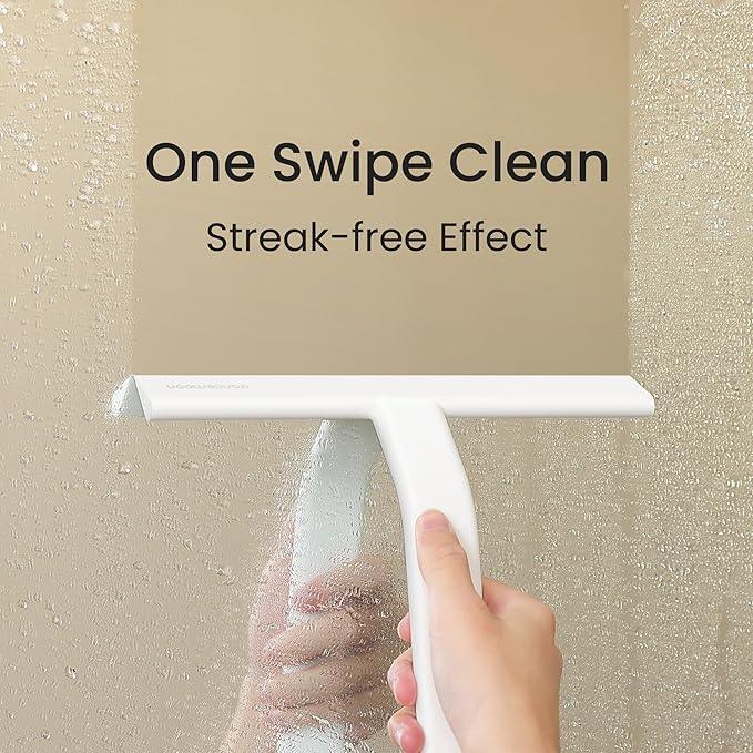dancemoon JustHang Shower Squeegee for Glass Doors, All-One-Piece Silicone with Built-in Hook Design for Easy Hanging and Cleaning, 10 Inch White - ModernBath