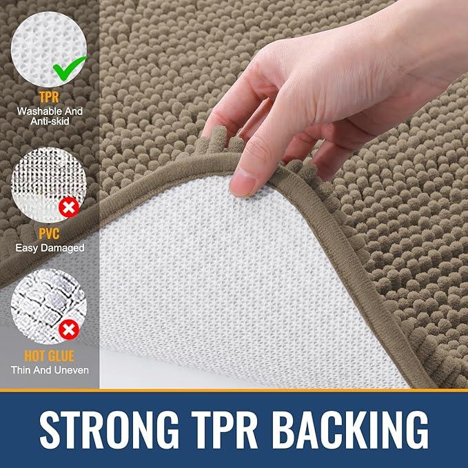 Arotive Bathroom Rugs 24x16, Extra Soft Absorbent Shaggy Chenille Bath Rugs, Machine Washable Rubber Backing Non-Slip Bath Mats for Bathroom Floor Tub and Shower, Home Decor Accessories, Camel - ModernBath