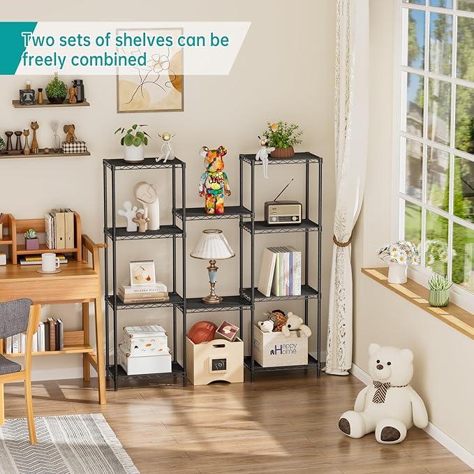 SINGAYE Metal Shelves Wire Shelving：Storage Rack Standing Units Shelf for Kitchen Laundry Bathroom Closet Organizers Pantry Narrow Mesh Adjustable 10" D x 16" W x 55" H Black | Shelf, Adjustable, Rack, for Kitchen, for Closet, for Laundry - ModernBath