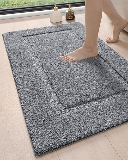 DEXI Bathroom Rugs 43x24, Washable Non Slip Bath Mat for Shower Floor, Absorbent Quick Dry Bathmat with Rubber Backing, Ultra Soft Plush Carpet for Tub, Grey - ModernBath