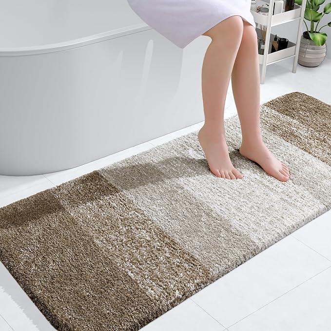 OLANLY Bathroom Runner Rugs 54x24, Extra Soft Absorbent Microfiber Bath Rugs, Rubber Backing, Quick Dry, Machine Washable Bath Mats for Bathroom Floor, Tub and Shower, Home Decor Accessories, Coffee - ModernBath