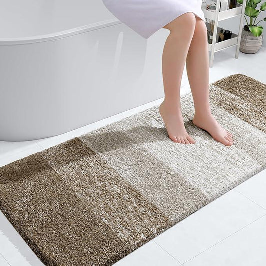 OLANLY Bathroom Runner Rugs 54x24, Extra Soft Absorbent Microfiber Bath Rugs, Rubber Backing, Quick Dry, Machine Washable Bath Mats for Bathroom Floor, Tub and Shower, Home Decor Accessories, Coffee - ModernBath