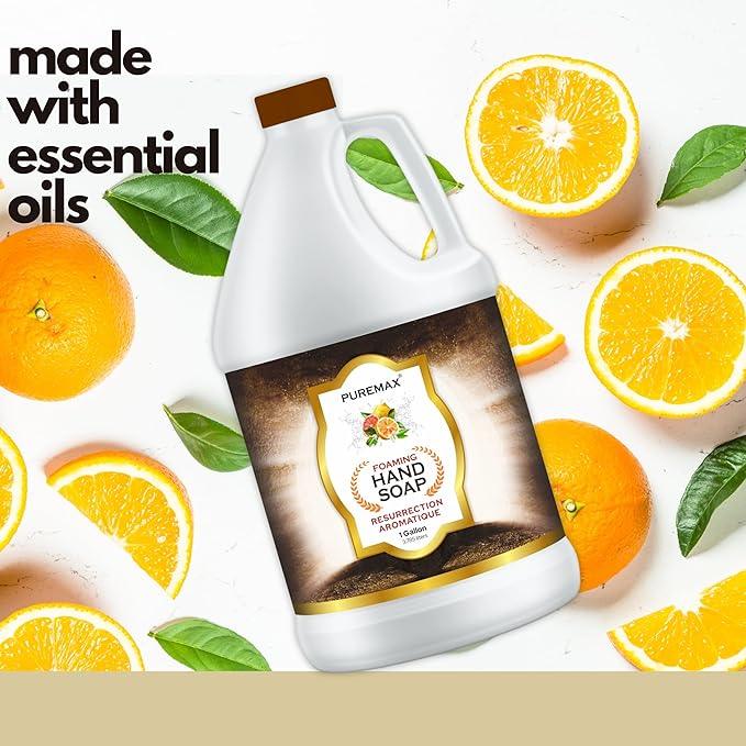 Puremax Foaming Hand Soap Refills with Essential Oils | Resurrection Aromatique | Citrus Smell | Gentle, Moisturizing | Biodegradable Formula | Made in USA | 128 Fl Oz (1 Gallon) | - ModernBath