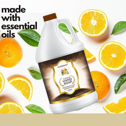 Puremax Foaming Hand Soap Refills with Essential Oils | Resurrection Aromatique | Citrus Smell | Gentle, Moisturizing | Biodegradable Formula | Made in USA | 128 Fl Oz (1 Gallon) | - ModernBath