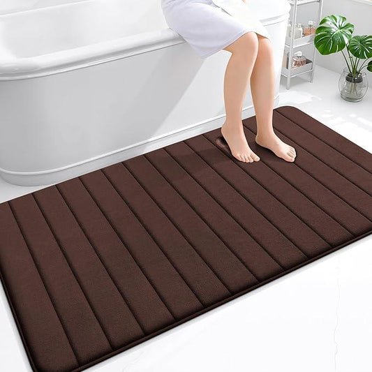 OLANLY Memory Foam Bath Mat 59x35, Super Soft Absorbent Bathroom Rugs, Quick Dry, Machine Washable Shower Floor Rugs, Bathmat Carpet, Bathroom Home Decor Accessories, Brown - ModernBath