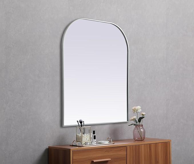 Illuminate, Metal Frame Arch Mirror 36X42 Inch in, Modern, Silver - ModernBath