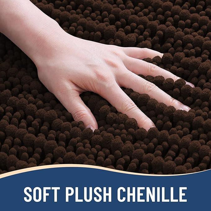 Arotive Luxury Chenille Bathroom Rug Mat, Extra Soft Thick Absorbent Shaggy Bath Rugs, Non-Slip Machine Wash Dry, Plush Bath Mats for Bathroom, Shower and Tub, 36x24, Brown - ModernBath