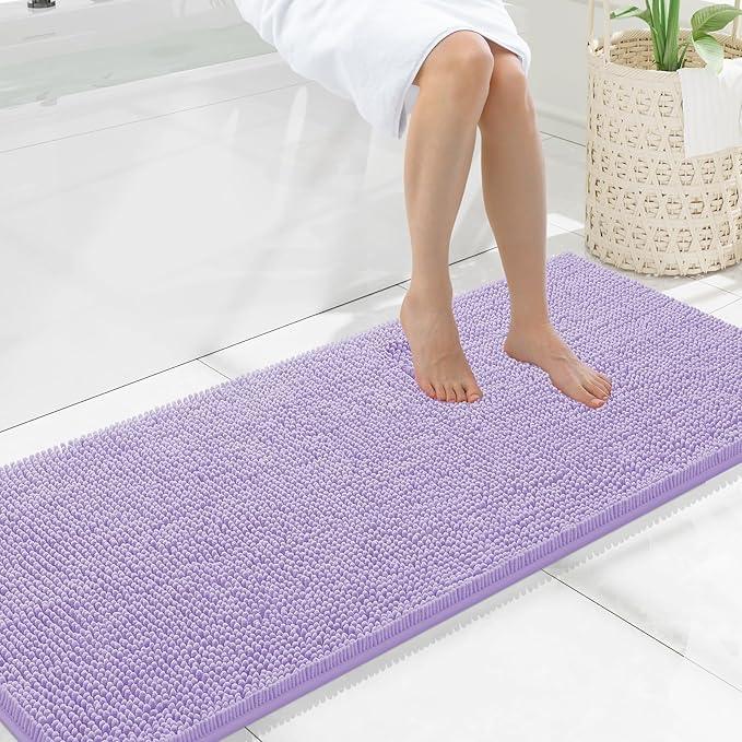 Smiry Luxury Chenille Bathroom Rugs 59x20, Extra Soft and Absorbent Shaggy Bath Mat, Machine Washable, Non-Slip Plush Carpet Runner for Tub, Shower, and Floor, Home Decor Accessories, Purple - ModernBath