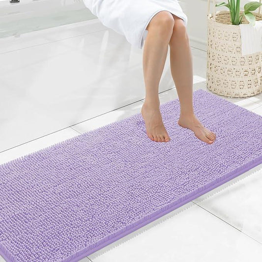 Smiry Luxury Chenille Bathroom Rugs 59x20, Extra Soft and Absorbent Shaggy Bath Mat, Machine Washable, Non-Slip Plush Carpet Runner for Tub, Shower, and Floor, Home Decor Accessories, Purple - ModernBath