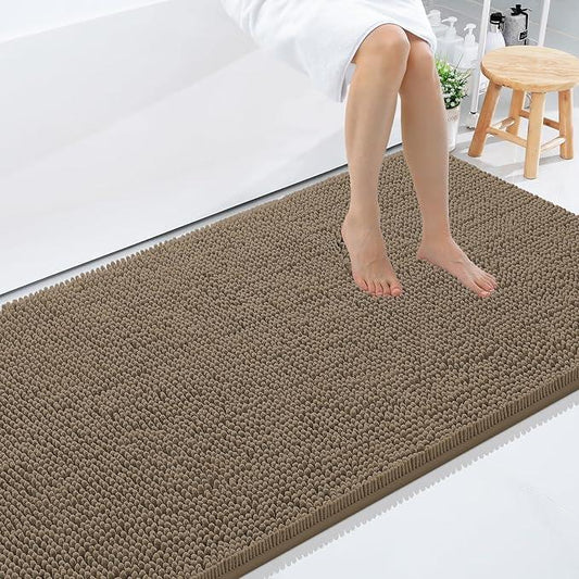Smiry Luxury Chenille Bathroom Rugs 71x47, Extra Soft and Absorbent Shaggy Bath Mat, Machine Washable, Non-Slip Plush Carpet Runner for Tub, Shower, and Floor, Home Decor Accessories, Camel - ModernBath