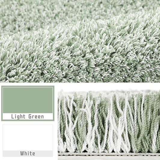 Yimobra Bathroom Rugs for Home Essentials, Non Slip Washable Bath Mat, Soft Water Absorbent Plush Shower Rug for Bathroom Floor, Bath Decor Accessories, 24x17, Light Green White - ModernBath