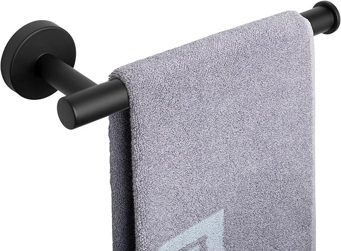 NearMoon Hand Towel Holder/Towel Ring, Thicken Stainless Steel Hand Towel Bar for Bathroom, Rustproof Wall Mounted Towel Rack, Contemporary Style Bath Accessories, 9 Inch (1 Pack, Matte Black) - ModernBath