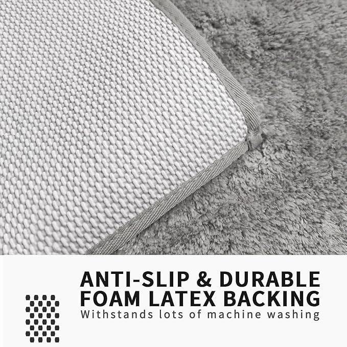 FIFU Bathroom Rugs 24" W x 36" L, Bath Mat for Bathroom, Bedroom, Laundry Room & Kitchen, Non-Slip Rubber Latex Backing, Extra Soft and Absorbent Microfiber Carpet, Machine Washable Rug, Silver Gray - ModernBath