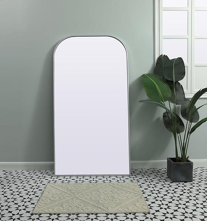 Illuminate, Metal Frame Arch Full Length Mirror 35X66 Inch in, Modern, Silver - ModernBath