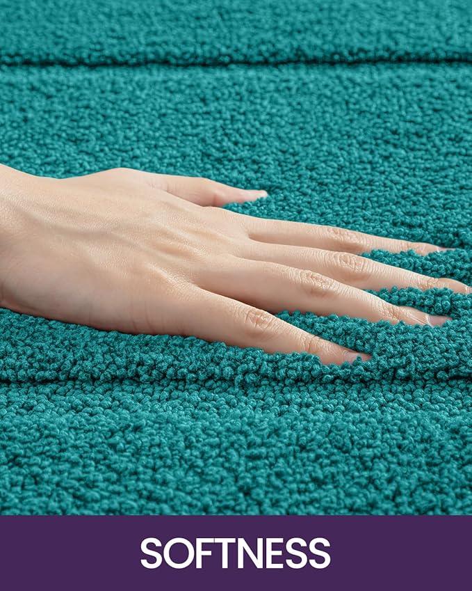 DEXI Bathroom Rugs 24x16, Washable Non Slip Bath Mat for Shower Floor, Absorbent Quick Dry Bathmat with Rubber Backing, Ultra Soft Plush Carpet for Tub, Teal - ModernBath