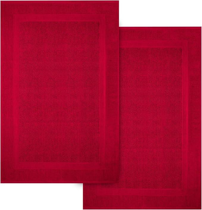 Infinitee Xclusives Premium Cotton Bath Mats for Bathroom – Pack of 2 | 34x22 Inches | Ultra Soft, Super Absorbent, Non-Slip, Machine Washable Mats (Burgundy) [Not a Rug] - ModernBath