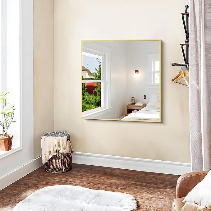 KOCUUY Gold Bathroom Mirror, 30x30 Inch Square Gold Mirror with Aluminum Metal Frame,Gold Vanity Wall Mirror Modern Home Decor for Bathroom, Living Room, Farmhouse and Entryway - ModernBath