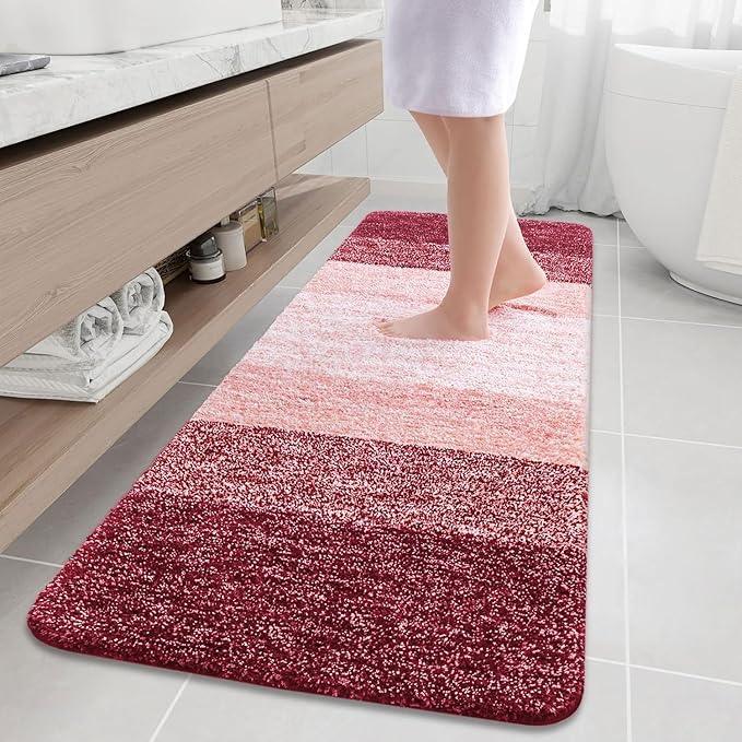 Arotive Microfiber Bathroom Rugs, Shaggy Soft and Absorbent Bath Rug, Non-Slip, Thick Plush Machine Washable Dry Bath Mats for Bathroom, Tub and Shower, 70x24, Burgundy, Rectangular - ModernBath