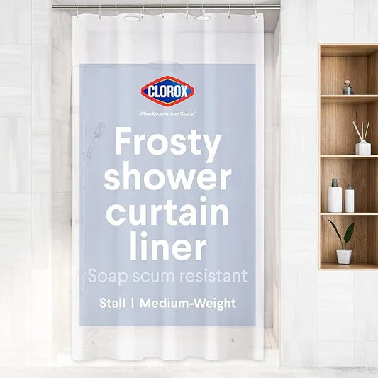 CLOROX Shower Curtain Liner, Premium Medium-Weight Durable Waterproof 6g PEVA for Bathroom with Weighted Magnets, Extra Long 54" x 78", Frosty 1 Pack - ModernBath
