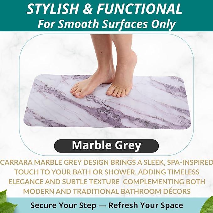ENKOSI Non Slip Bath Mat for Tub and Shower Floors – Anti Slip Shower Mat with Strong Grip – Soft, Safe, and Unique Marble Print Bathroom Shower Mat for Inside Bathtub and Stalls (28x16 Marble Gray) - ModernBath