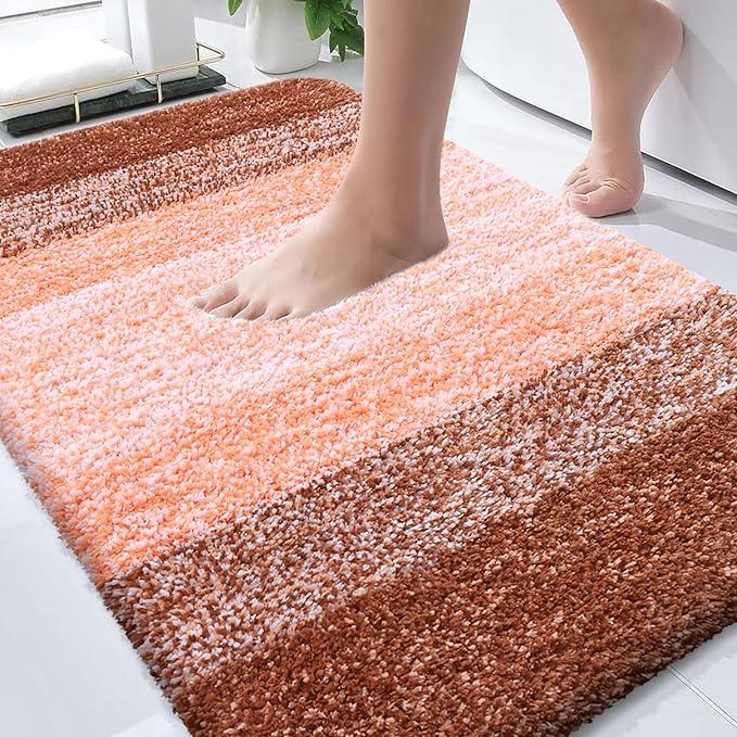 OLANLY Bathroom Rugs Mat 30x20, Extra Soft Absorbent Microfiber Bath Rugs, Rubber Backing, Quick Dry, Machine Washable Bath Mats for Bathroom Floor, Tub and Shower, Home Decor Accessories, Orange - ModernBath