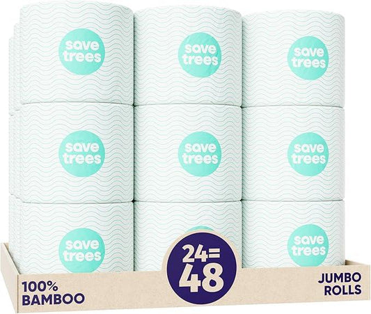 Save Trees Bamboo Toilet Paper -24 Rolls Of Septic Safe Organic Toilet Paper 3-ply, 300 Sheets Per Roll - PFAs Free, FSC Certified, Plastic & Chemical Free - For Home, Boat & RV Use - ModernBath