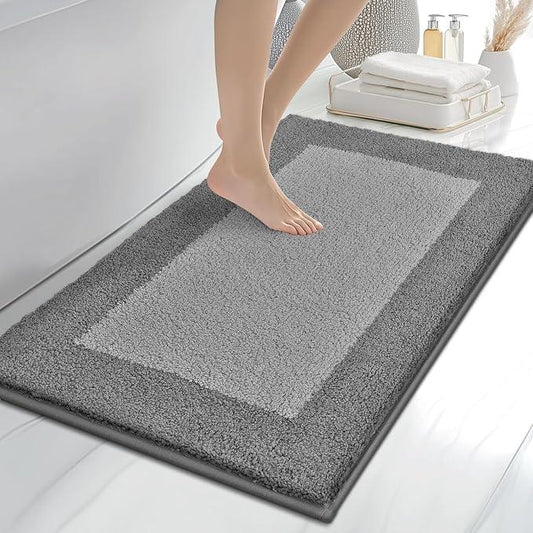anllugs Bathroom Rugs 24" x 36", Non-Slip Extra Soft Absorbent Bath Rugs, Machine Washable Quick Dry Bath Mats for Bathroom Floor, Shower, Bathtub and Sink, Grey & Dark Grey - ModernBath